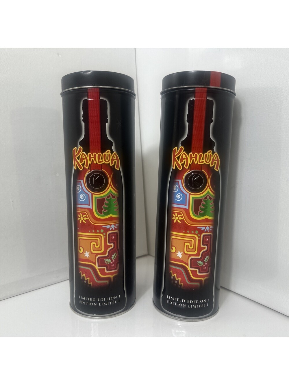 Vintage Kahlua Coffee Liqueur Tin Canisters Limited Edition Holiday 750ml